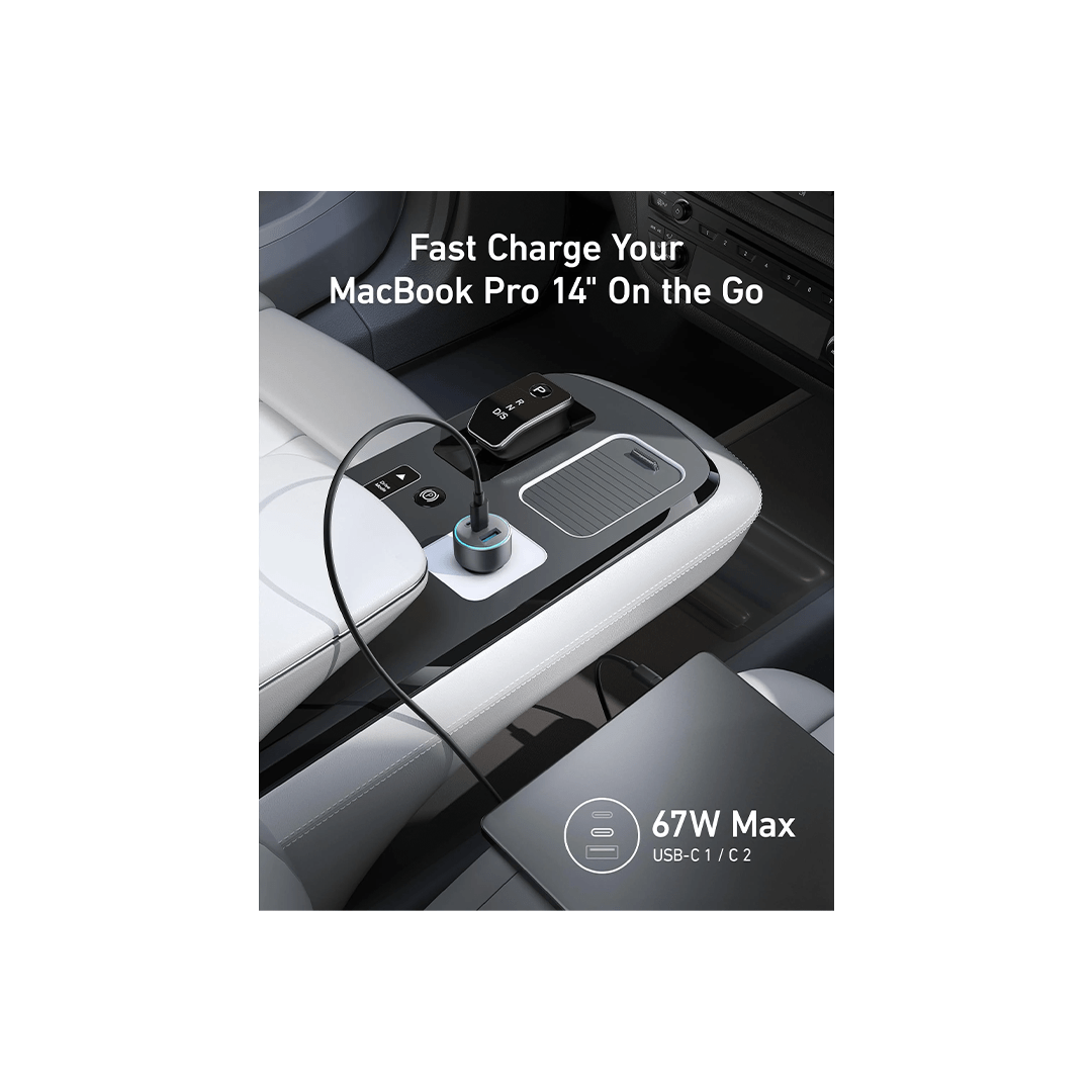 Anker 535 Car Charger 67W 3-Port with USB-C Cable - Black in Qatar Anker 535 Car Charger 67W 3-Port with USB-C Cable - Black in Qatar